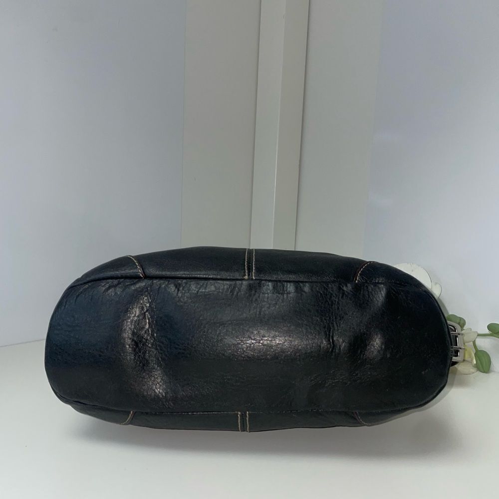 Tignanello Black Leather Shoulder Bag with Silver Accents - Picture 5 of 7